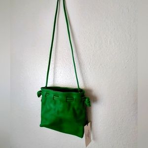 Clare V., green crossbody, leather